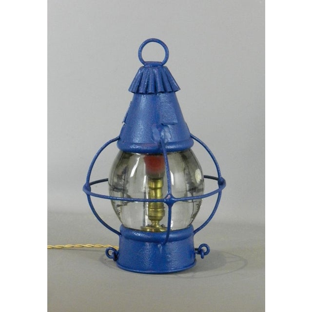 Blue Antique Globe Ship's Lantern For Sale - Image 8 of 12
