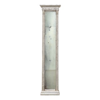 Neoclassical Silver Leaf Pier Mirror with Ringed Columns and Cornice, Italy, 1850s For Sale