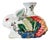 Vintage Hand-Painted Chinoiserie Tobacco Leaf Porcelain Rabbit Candlestick For Sale