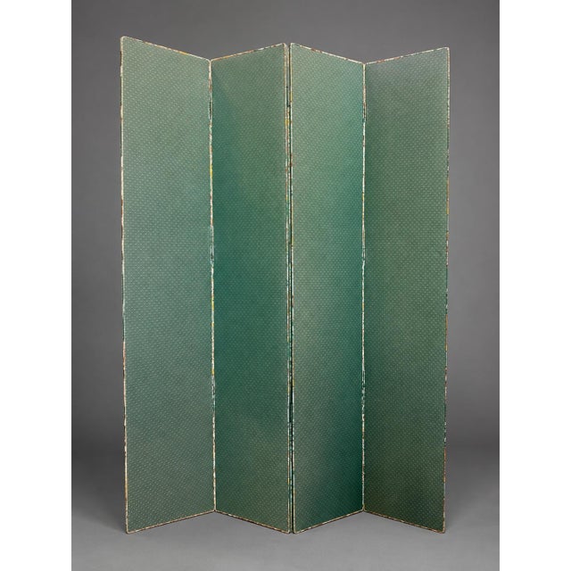 Mid 20th Century Monumental Chinoiserie Decorated Four-Panel Upholstered Floor Screen (2 Avail) For Sale - Image 5 of 8