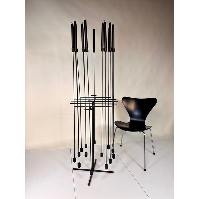 Large Wrought Iron Attrape-Feux Art Light Sculpture for 14 Candles attributed to Daniel Grobet, France, 1980s-1990s For Sale - Image 12 of 18