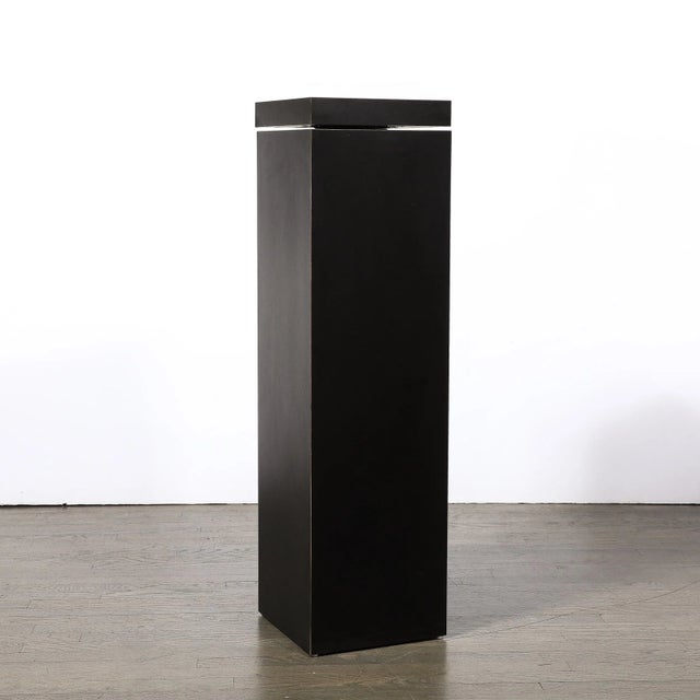 Modernist Rectilinear Matt Black Swivel Top Pedestal For Sale - Image 9 of 10