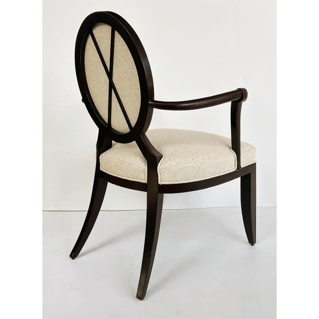 Wood Vintage Barbara Barry for Baker Set of 8 Dining Chairs, Newly Upholstered, 2 Arm, 6 Side For Sale - Image 7 of 18