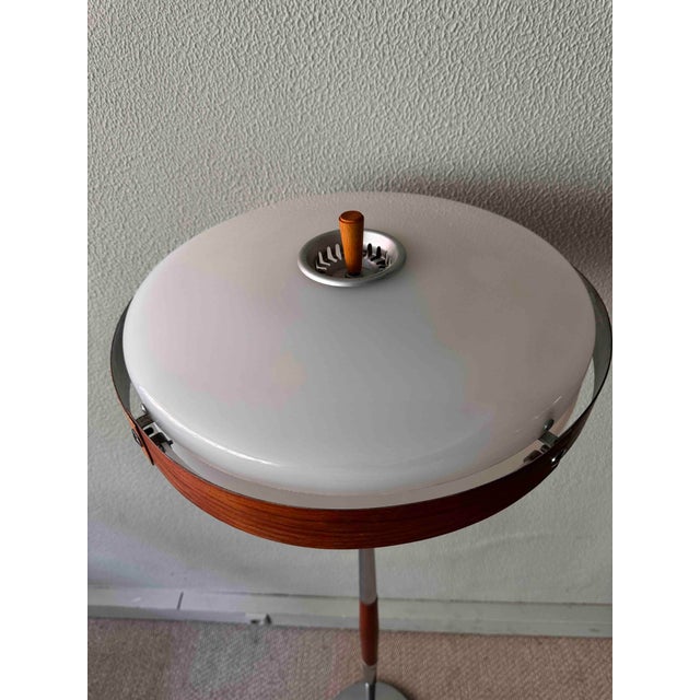 White Phase Eclipse S Dimmable Floor Lamp in Chrome & Wood by Luis Pérez De La Oliva for Fase, 1966 For Sale - Image 8 of 16