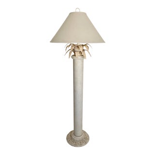 Vintage Mid-Century Modern Underwriters Laboratories Tole Palm Tree Floor Lamp For Sale