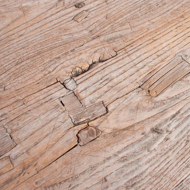 Brown Antique Rustic Square Side Table For Sale - Image 8 of 12