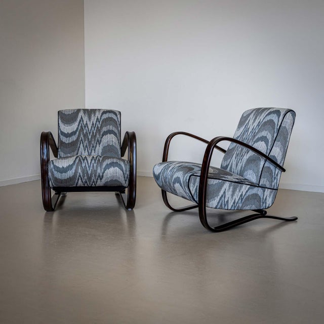 Pair of H-269 Lounge Chairs by Jindřich Halabala, Czech Republic 1930s For Sale - Image 15 of 18