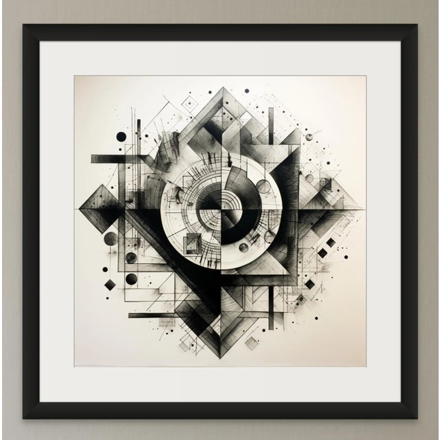 Contemporary # 18" X 18" Black and White Abstract Minimalist Limited Edition Print For Sale - Image 3 of 4