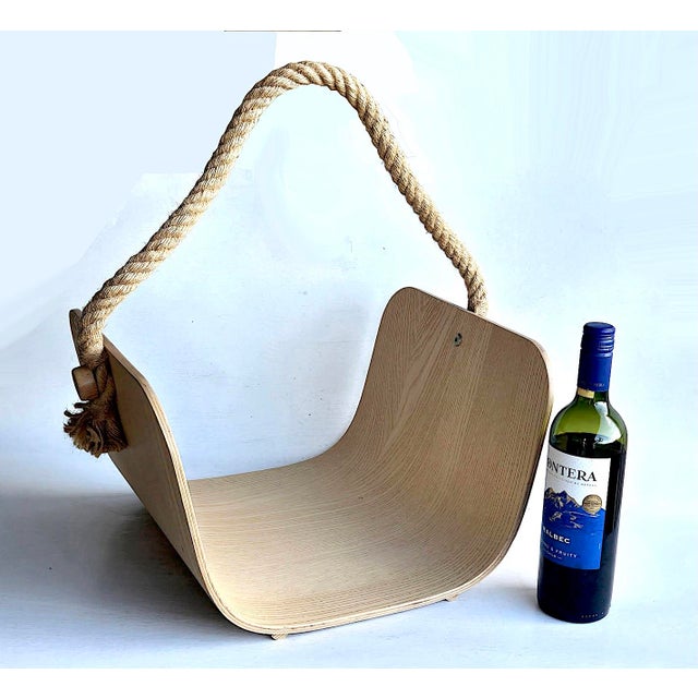 Ash Veneer Bentwood & Rope "Värmer" Fire Wood or Magazine Basket For Sale - Image 9 of 13