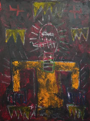 "Street Angel (Subway Series)" Contemporary Pop Art Figurative Mixed-Media Painting by Sax Berlin