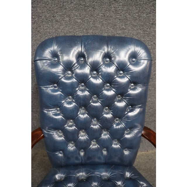 Late 20th Century Tufted Leathercraft Swivel Office Chair With Cherry Frame For Sale - Image 5 of 10