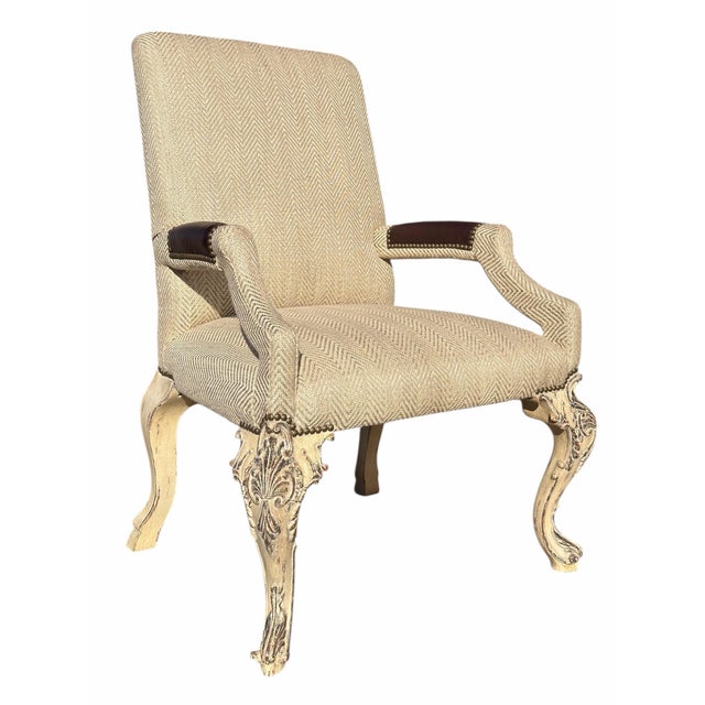Nancy Corzine Rococo Style Painted Giltwood Fauteuil Arm Chair. 1 of 4 available.