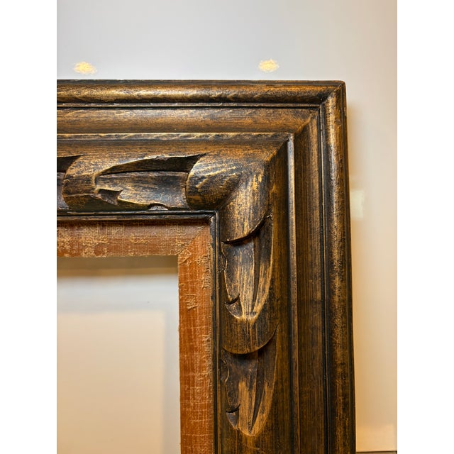Vintage Carved Wood Picture Frame With Linen Liner For Sale In Miami - Image 6 of 18