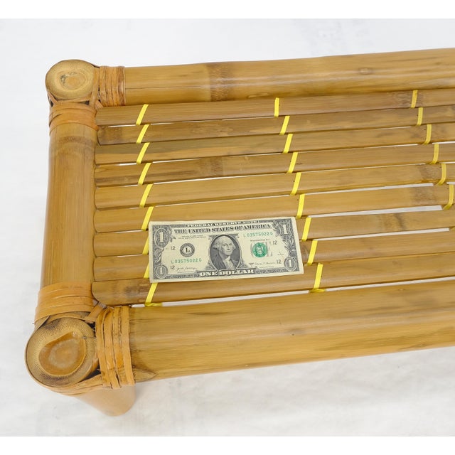 Thick Profile Bamboo 15x36 Compact Bench Mid Century Modern c1970s MINT For Sale - Image 10 of 13