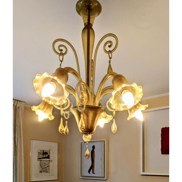 Venetian Murano Blown Glass Chandelier For Sale - Image 4 of 16