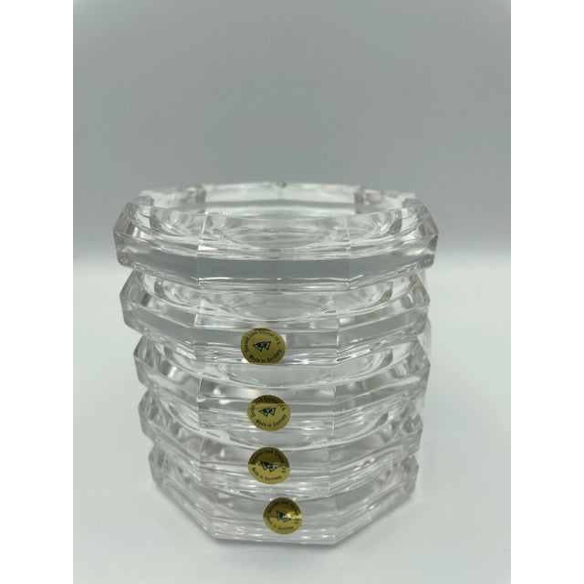 Mid 20th Century Vintage Nonagon-Shaped German Crystal Coasters - Set of 5 For Sale - Image 5 of 10