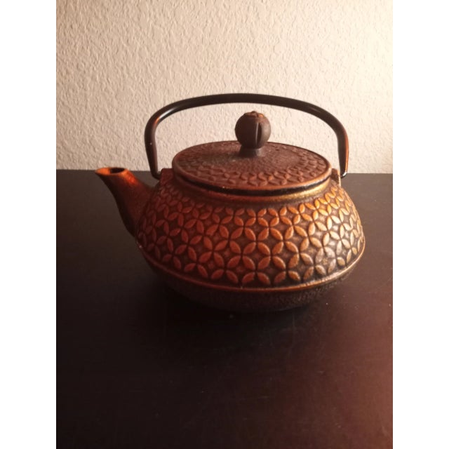 Brown Vintage Tetsubin Japanese Cast Iron Strainer Tea Kettle For Sale - Image 8 of 8
