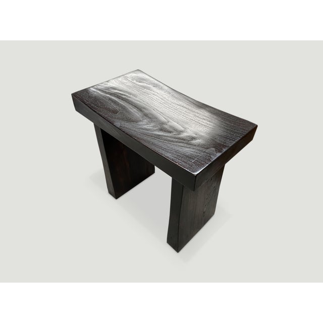 Contemporary Andrianna Shamaris Minimalist Espresso Teak Wood Bench For Sale - Image 3 of 5