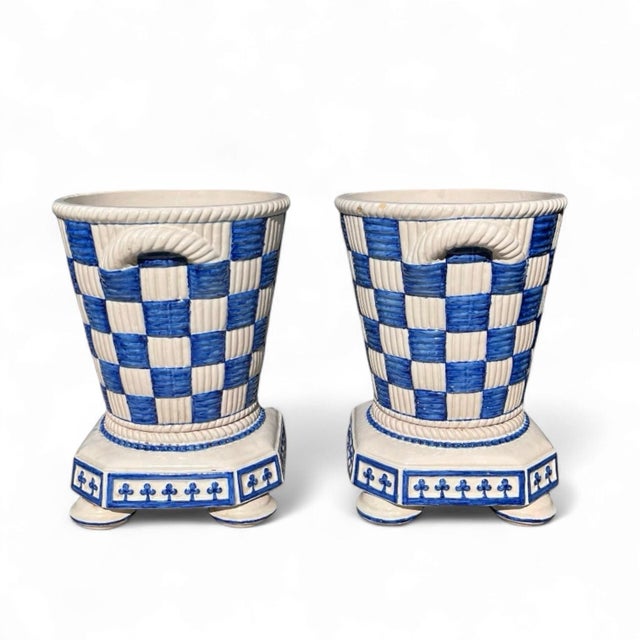 Fabulous pair of oversized vintage Portuguese planters that could also function as side tables with the addition of glass...