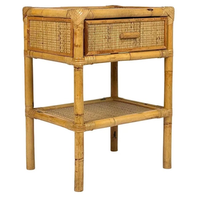 Mid-Century Italian Bedside Table in Bamboo and Rattan, 1970s For Sale - Image 6 of 11