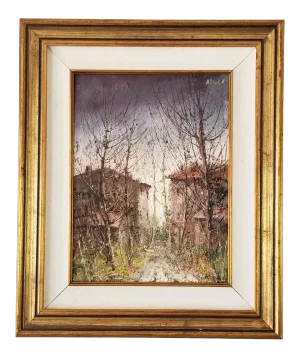 1970s Heavy Impasto Rural Landscape Abstract Painting
