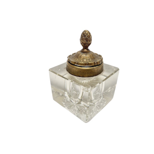 Art Deco Crystal Inkwell, Germany, 1930s, in Worn conditions. Designed 1920 to 1949