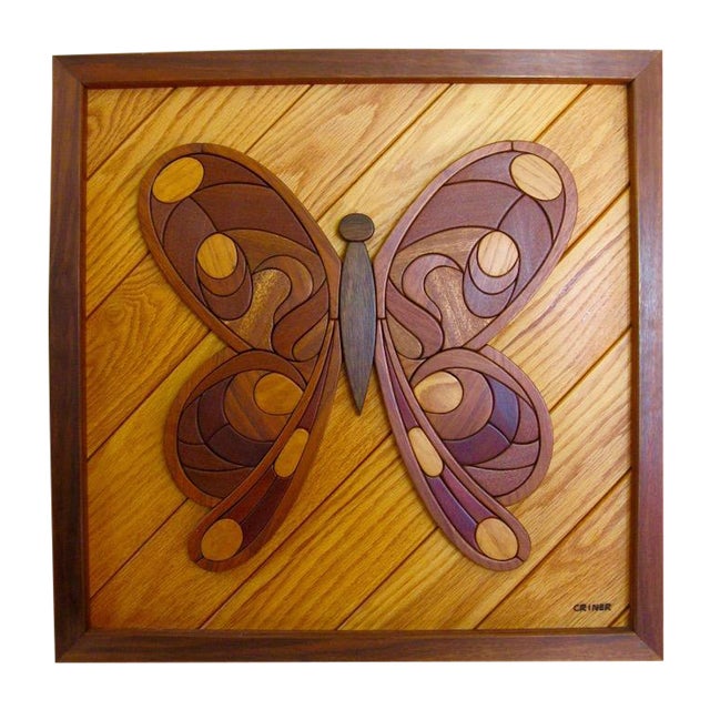 Dave Criner Inlaid Hard Wood Butterfly Wall Art Chairish
