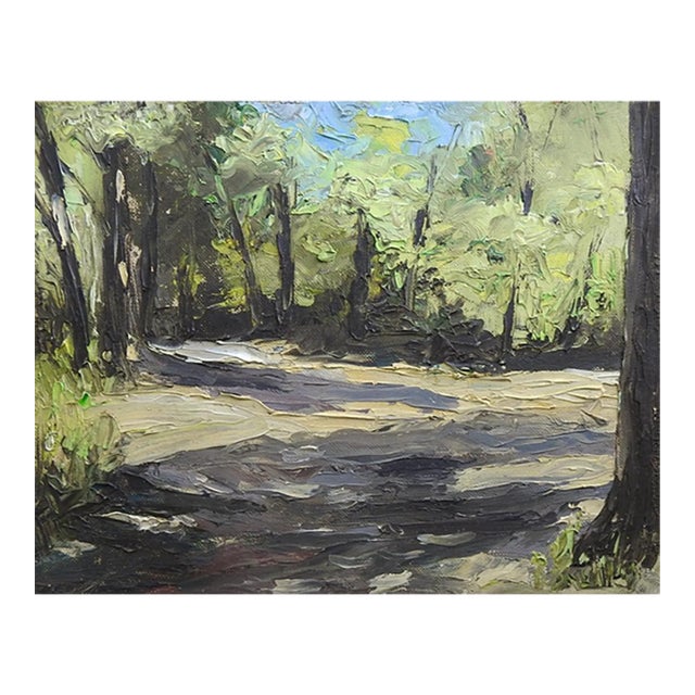 Mid 20th Century Impressionist Forest Landscape Painting For Sale