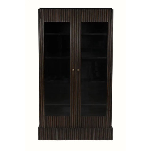 Mid-Century Modern NOIR Noho Hutch, Hand Rubbed Black with Light Brown Trim For Sale - Image 3 of 14