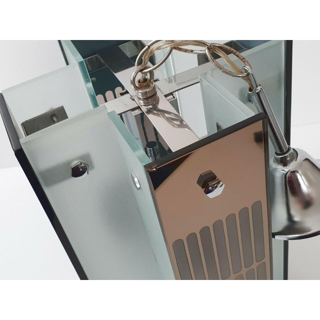 Vintage Italian Glass and Mirrored Glass Chandelier from Fontana Arte, 1970s For Sale - Image 9 of 13