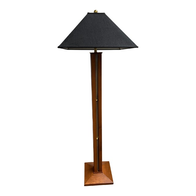 Mid 20th Century Floor Lamp From Nessen Lighting Company With Black Shade For Sale