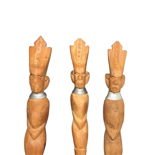 Mid Century Tribal Hand Carved Wooden Serving Utensils- Set of 3 For Sale In Seattle - Image 6 of 12