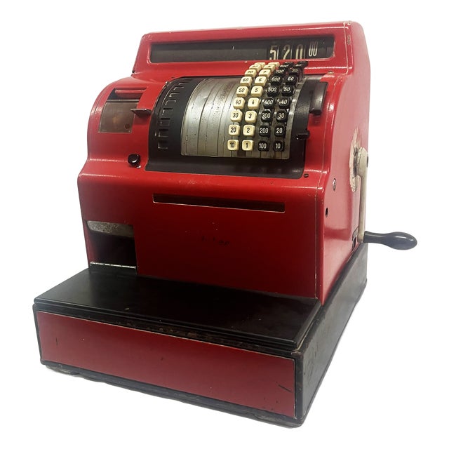 Vintage Red Cash Register from Anker, Germany, 1950s For Sale