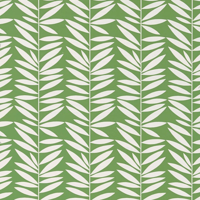 Sample - Schumacher Leaf Stripe Wallpaper in Leaf For Sale