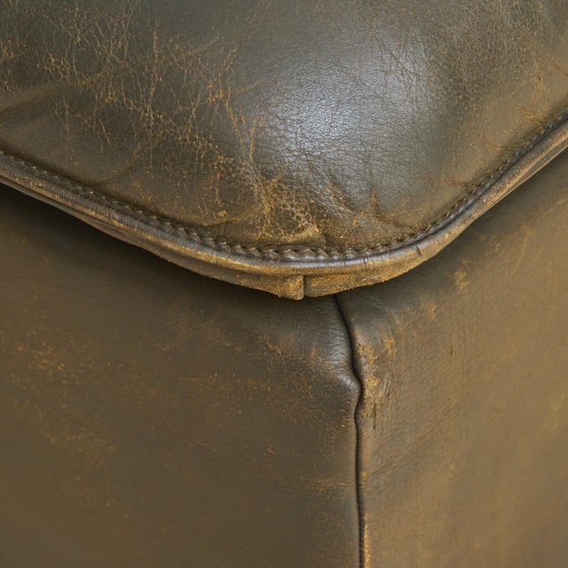Animal Skin Swiss Olive Leather DS 49 Ottoman by De Sede, 1970s - 2 Available For Sale - Image 7 of 13