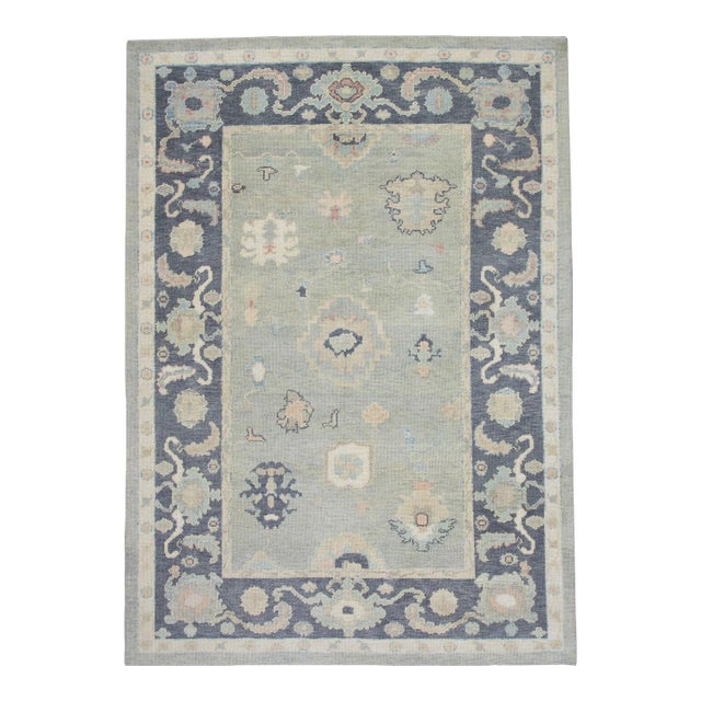 Oriental 21st Century Hand Knotted Ash Grey & Mid Grey Turkish Oushak Rug 6'4" X 8'10" For Sale