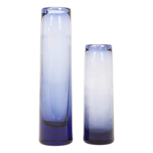 Vintage Danish Glass Vases by Per Lütlen for Holmegaard, 1960s, Set of 2 For Sale