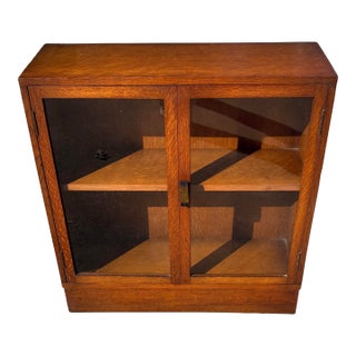 Vintage English Arts and Crafts Two Door Bookcase For Sale