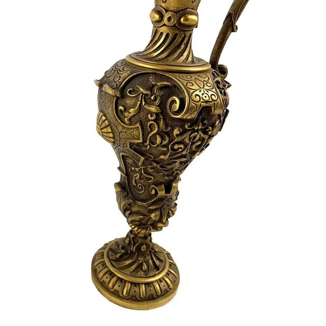 Metal 19th Century Italian Renaissance Revival Cast Gilt Bronze Ewers, Set of 2 For Sale - Image 7 of 12