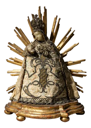 German Artist, Baroque Figure of the Madonna, 18th Century, Wax