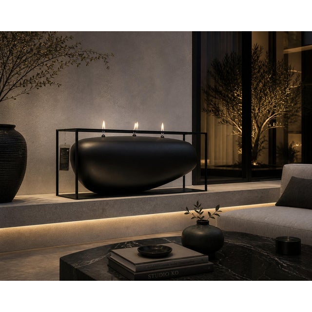An exceptionally rare and highly sculptural Overscale Flames outdoor fireplace designed by Jean-Marie Massaud for B&B...
