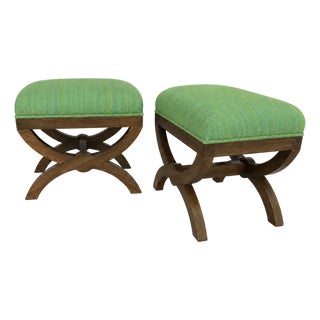 Modern Mid-Century Style" Ottomans Seafoam Green For Sale