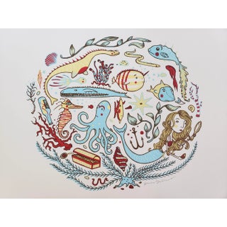"Mystical Underwater Creatures" Contemporary Artist Signed Print by Jaime Zollars For Sale
