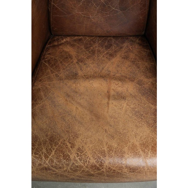 Cognac-Colored Cowhide Aviator Armchair For Sale - Image 6 of 13