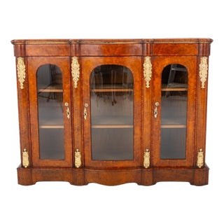 Victorian Credenza Burr Walnut Cabinet, 1870 For Sale