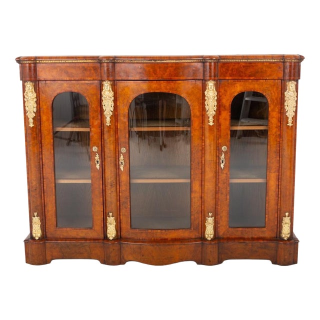 Victorian Credenza Burr Walnut Cabinet, 1870 For Sale