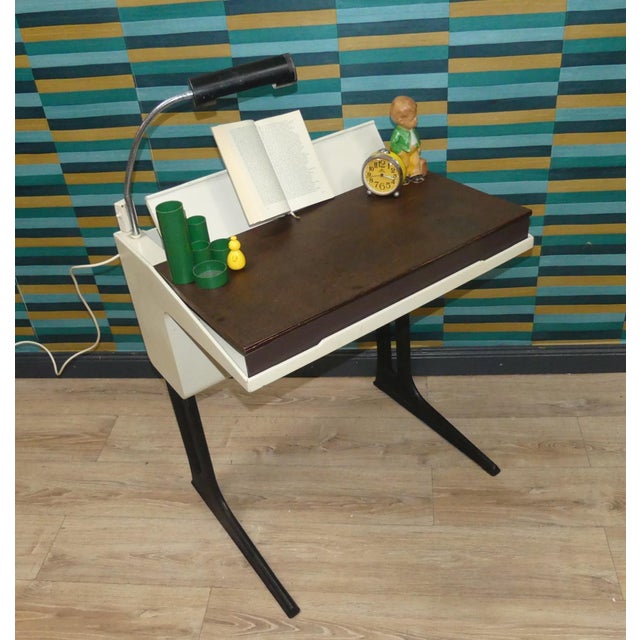 Height-Adjustable Desk with Storage Space and Lamp by Luigi Colani for Flötotto, 1970s For Sale - Image 13 of 16