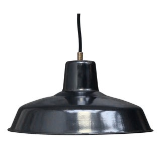 Vintage Industrial French Black Enamel Pendant Lights For Sale