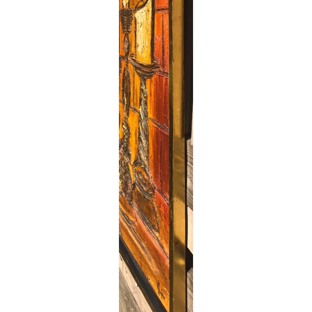 Original heavy textured impasto oil on board by Van Hoople (American born 1934) Beautiful Mid Century piece with gothic...