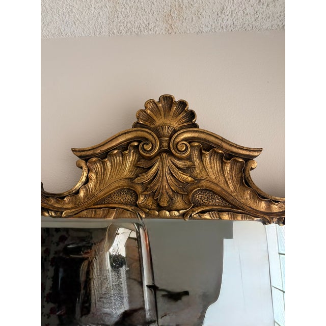 Rococo 1960s Elegant Rococo Revival Gold Wall Mirror For Sale - Image 3 of 3